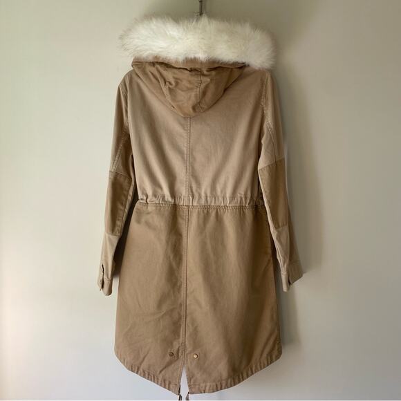GAP 2-in-1 Parka Coat Jacket with Fur Trim Removable Lining Khaki Tan Hooded S - Picture 14 of 15